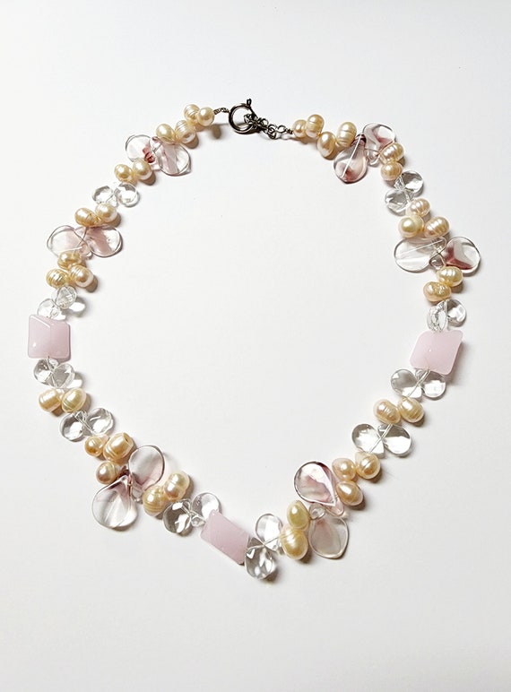 Freshwater Pearl and Glass Bead Necklace 18 Inche… - image 1