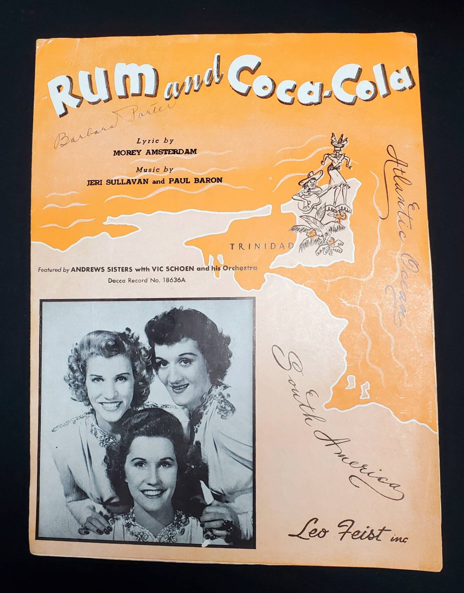 Rum and Cocacola Vintage Sheet Music Andrews Sisters Wartime Etsy