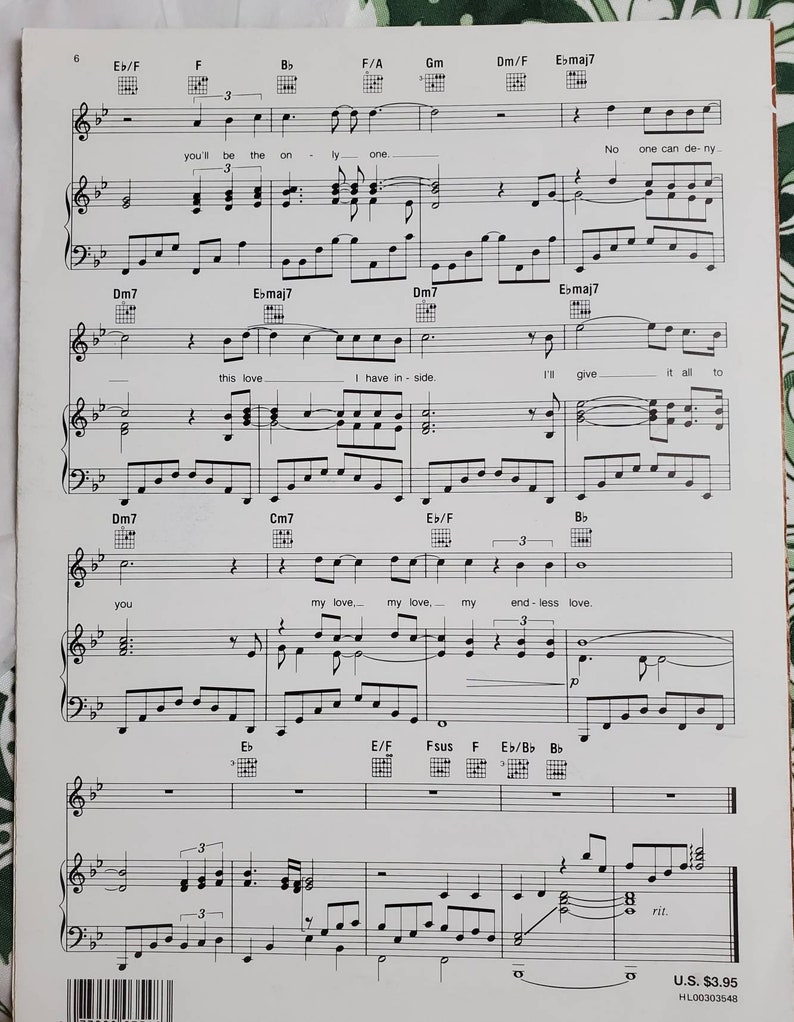 Endless Love 1981 Spartiti Diana Ross e Lionel Richie Etsy
