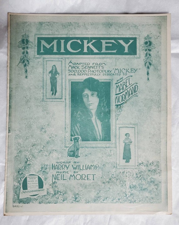 1918 Mickey Antique Sheet Music Mabel Normand