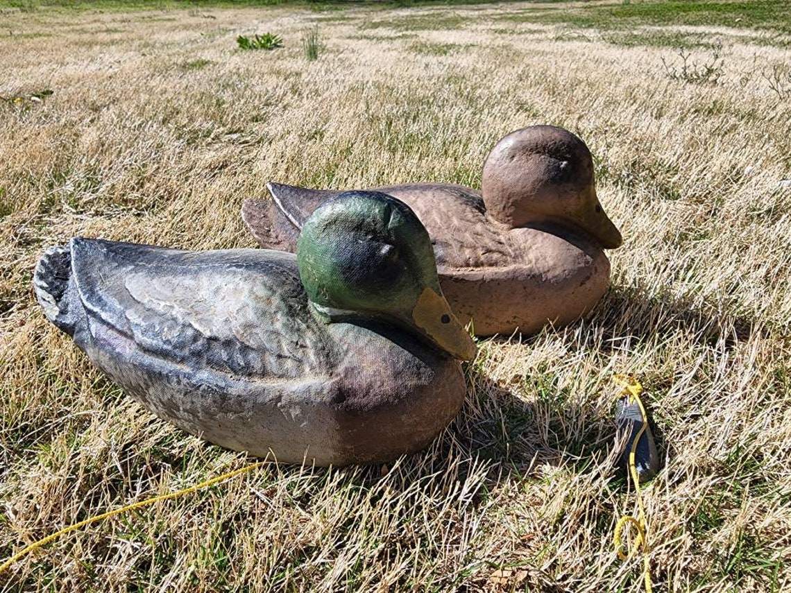 Mallard Pair Duck Decoys Paper Mache' Vintage Etsy