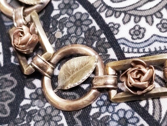 Vintage Krementz Diana Bracelet Rose and Leaf Lin… - image 3