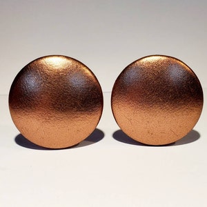 Charles Jourdan Paris Leather Earrings Copper Designer Clip On 1.25 Inch Diameter