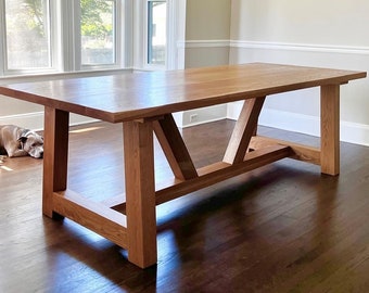 White Oak Farmhouse Dining Table - Made to Order - Local Delivery to NJ NY PA Only