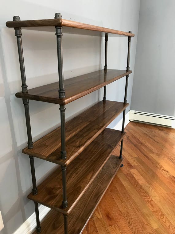 Pipe Black Walnut Bookshelves Zoom