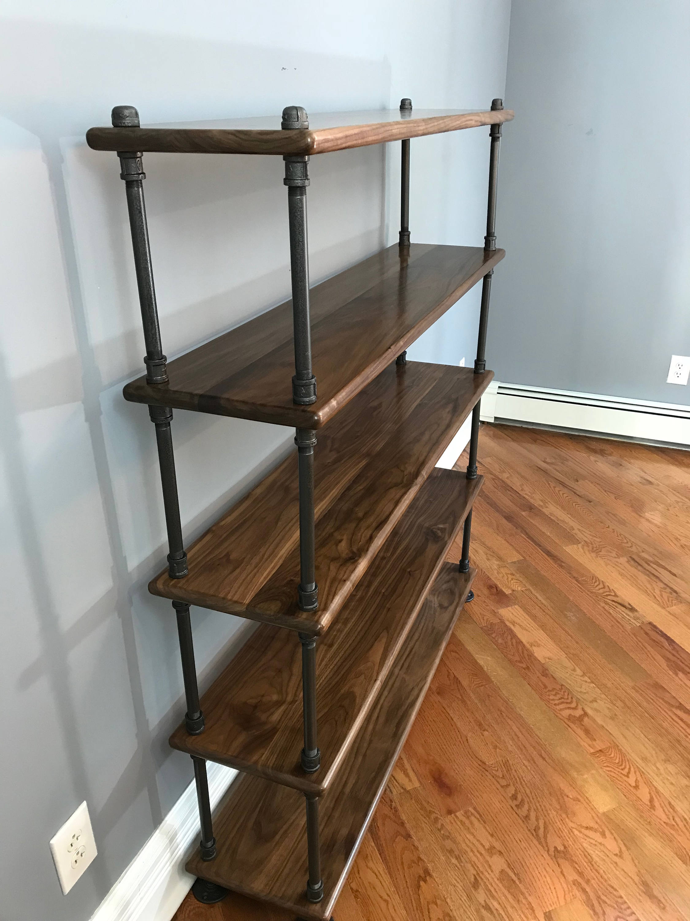 Industrial Pipe Black Walnut Bookshelves Etsy