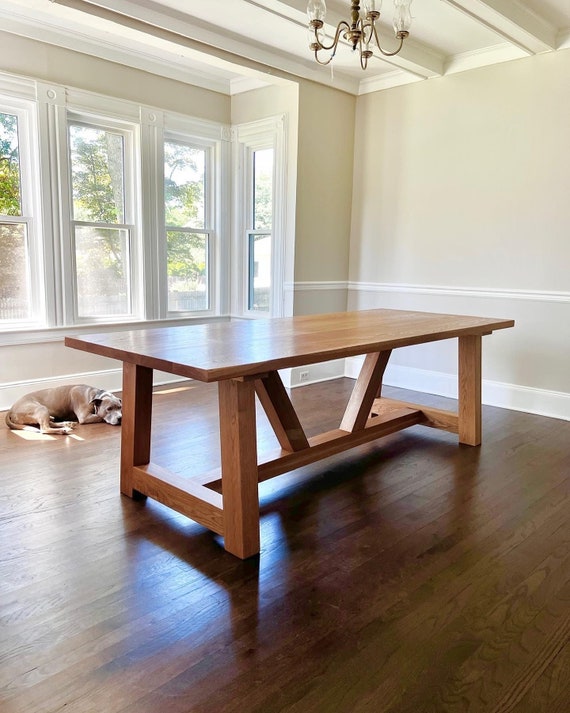 White Oak Farmhouse Dining Table Made to Order Local Delivery to