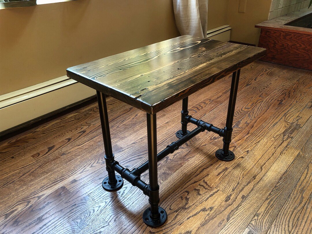 Reclaimed Wood Industrial Pipe Side Table Etsy