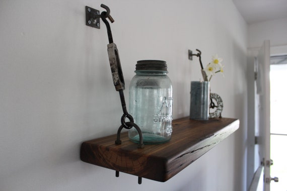 Reclaimed Wood Turnbuckle Wall Shelf Image 0
