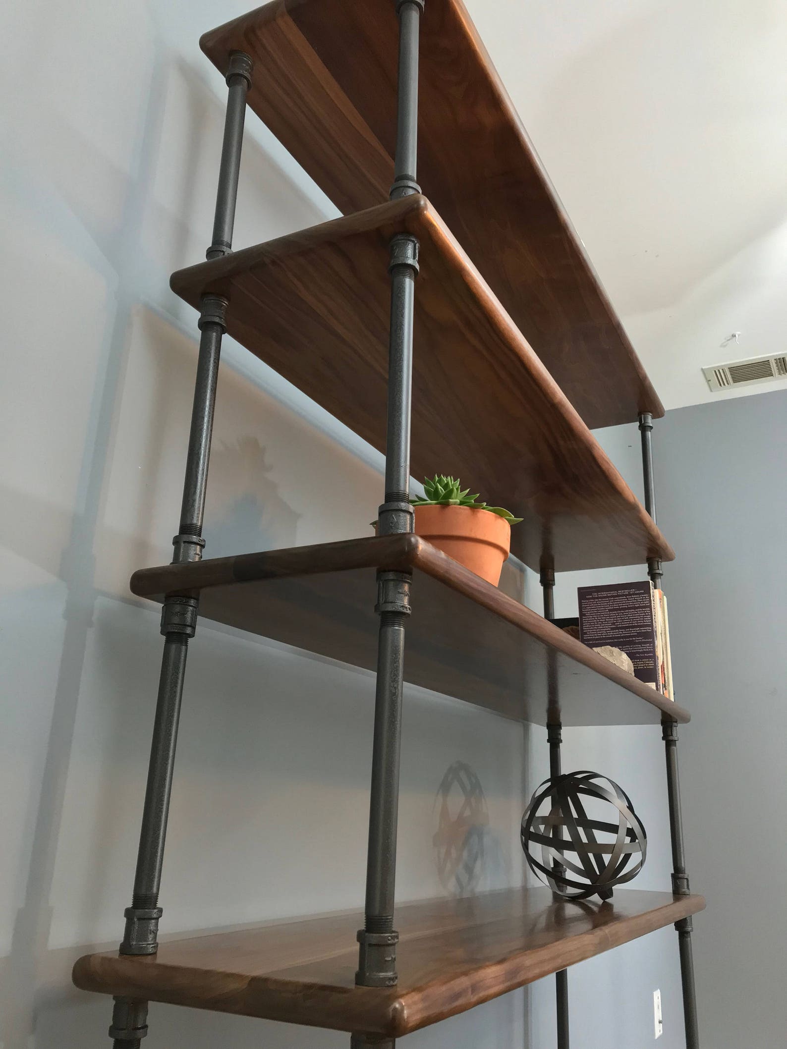 Industrial Pipe Black Walnut Bookshelves Etsy