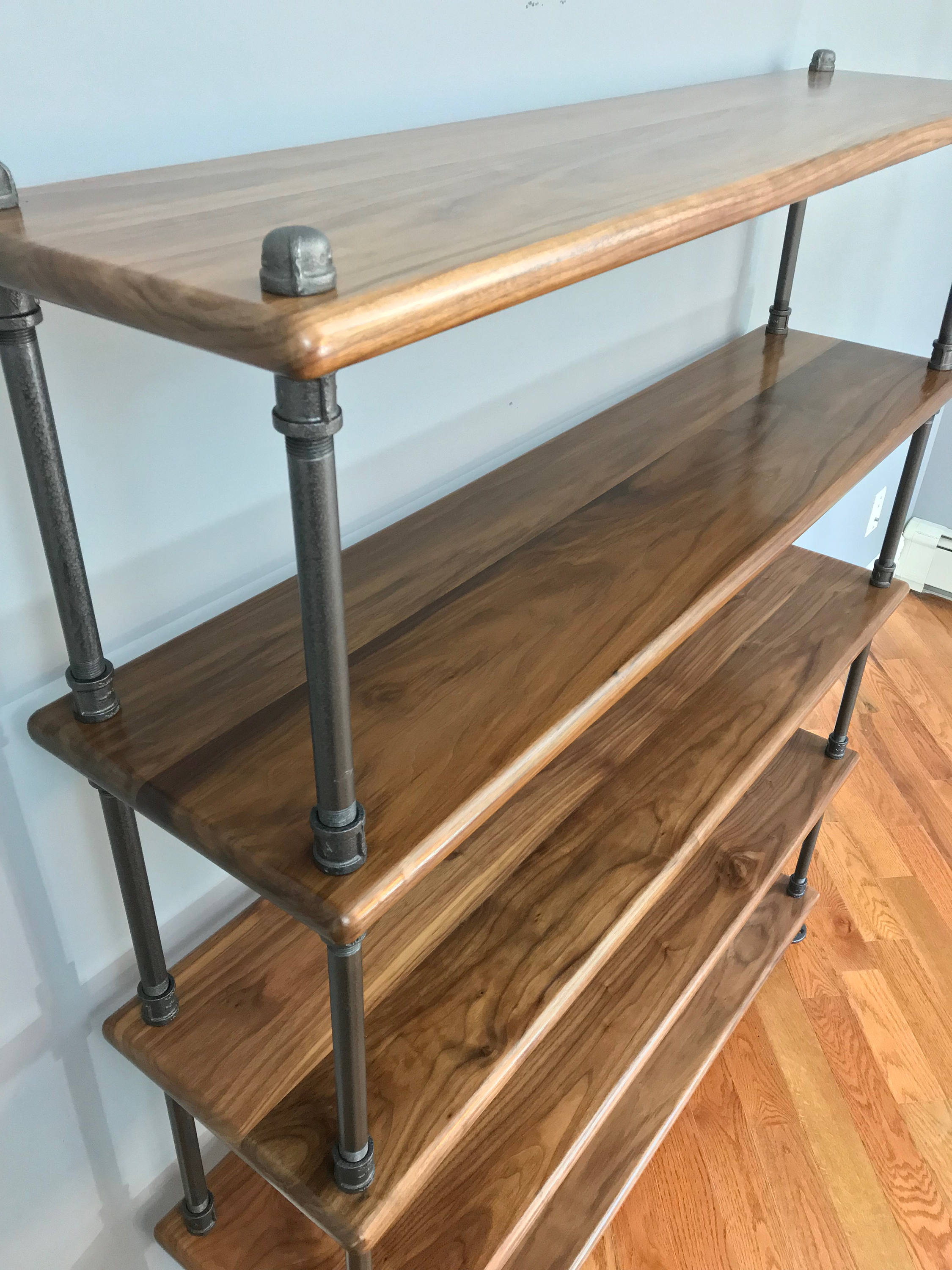 Industrial Pipe Black Walnut Bookshelves Etsy