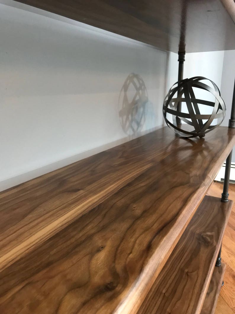 Industrial Pipe Black Walnut Bookshelves Etsy