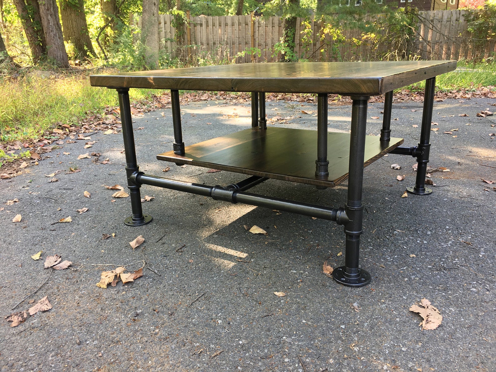 Reclaimed Wood Industrial Pipe Coffee Table With Shelf Etsy