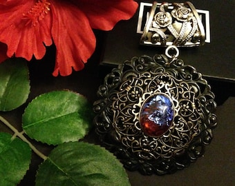 Devil's Flora - Victorian Inspired Vintage Dragon's Breath Opal Pendant Jewelry OOAK