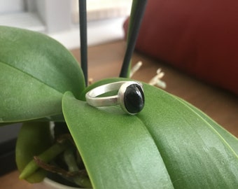 Ravyneye – Elegant Handmade Sterling Silver Vintage Natural Black Star Diopside Fantasy Ring Made to Order