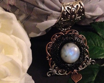 Moon Blossom - Fantasy Inspired Vintage Moonstone Pendant Jewelry OOAK