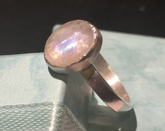 Snowdrop – Elegant Handmade Sterling Silver Vintage Natural Rainbow Moonstone Ring Made to Order