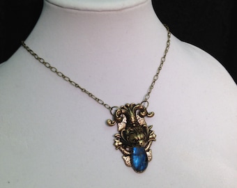 Tethys - Mythology Inspired Victorian Vintage Labradorite Pendant Jewelry Mermaid’s Tear Series