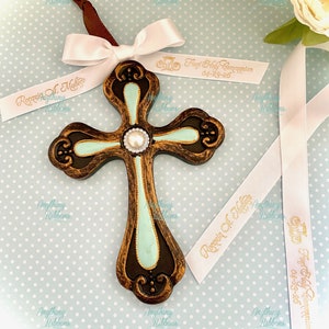 Gold Personalized First Holy Communion favor ribbon Custom 7/8 inch Favor Ribbon for Wedding Favors, Birthday Favors or Baby Shower Favors.