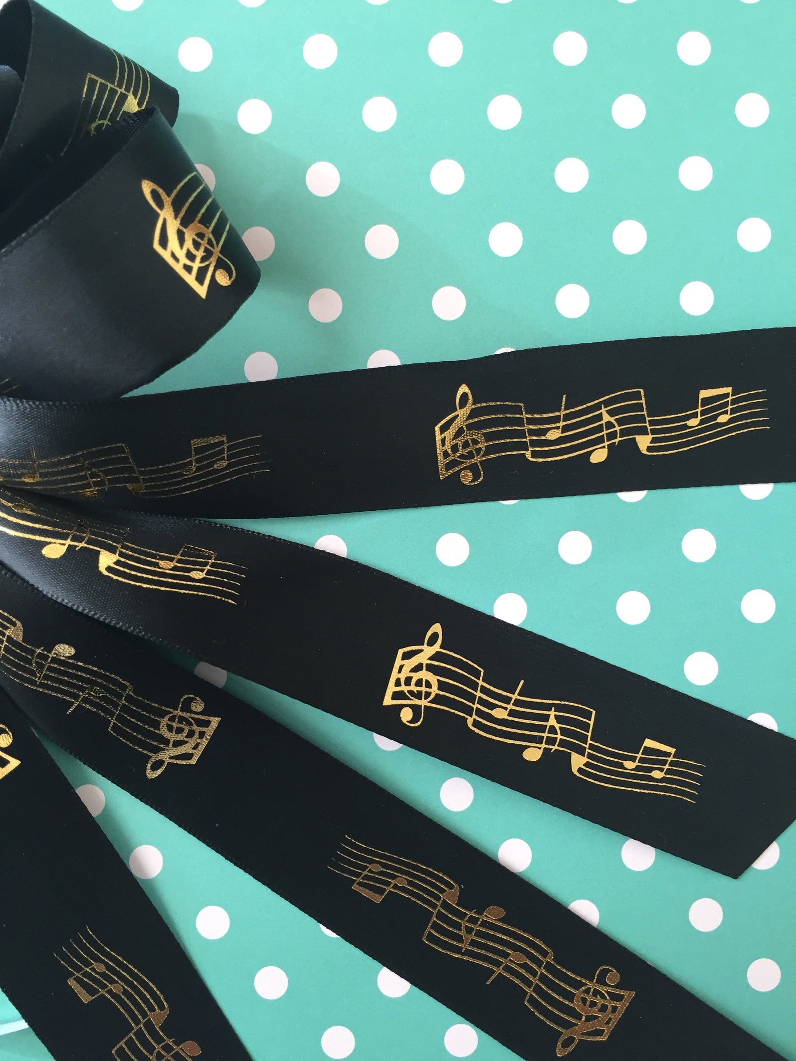 Wide Music Note Ribbon 7/8 inch wide music notes on satin ribbon personalized | Etsy