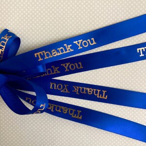 5/8 inch wide Thank You personalized continuous printed hot stamped ribbon.