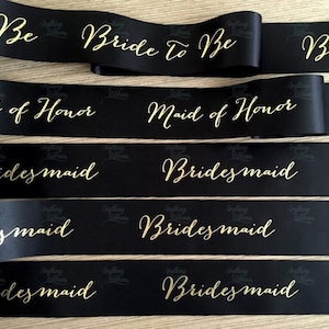 Bride to be, maid of honor, bachelorette party personalized party sashes.