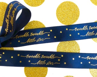 Twinkle Twinkle continuous printed personalized baby shower ribbon