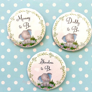 Baby Elephant Baby Shower Theme Pins - Blue ears