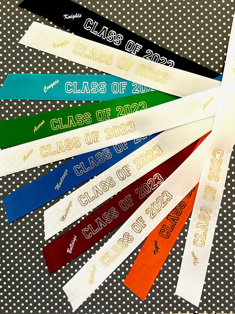Recorder Ribbons Class Class of 2023 Graduation Ribbon With Mascot Names, Continuous Printed ...