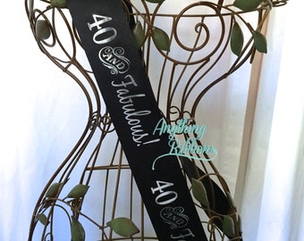 40 and fabulous, 40th birthday personalized party sash