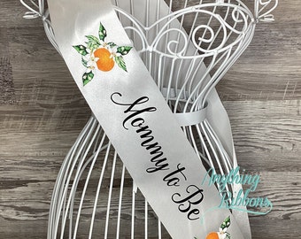 Cutie theme - Mommy to Be - Orange Baby Shower Sash - Lil Cutie on the way Theme Baby Shower