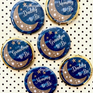 Moon Theme Baby Shower  Pins with Moon and Stars
