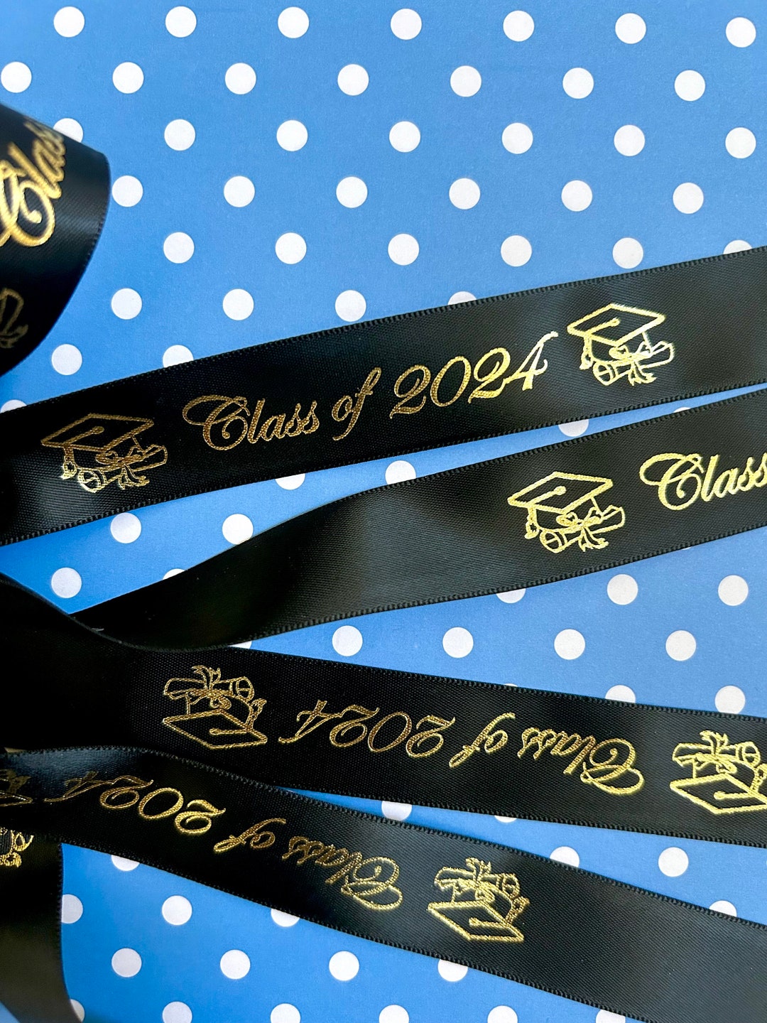 7/8 Inch Wide Class of 2024 Ribbon, Continuous Printed Hot Stamped ...