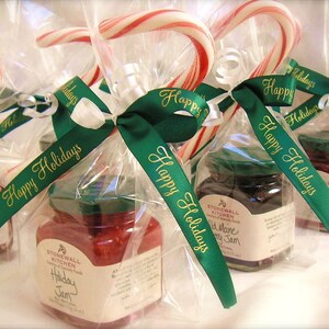 5/8 inch wide Happy Holidays personalized continuous printed hot stamped ribbon.