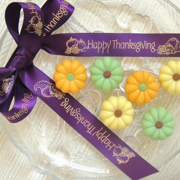 7/8 inch Thanksgiving Holiday personalized imprinted ribbon