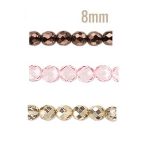 8mm Fire polished Czech crystal, Gold metallic,Crystal Bronze Czech beads, 8mm czech beads, 25 COUNT ships USA