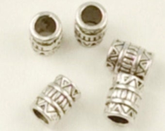 25 Large hole beads, Antique Silver spacers, crafts tibetan silver, leather jewelry beads, 7mm silver pewter beads, SS229,  Ships USA