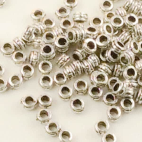 100 pieces 3mm Antique Silver spacers, crafts tibetan silver,bulk Antique silver findings, 3mm silver pewter beads, (SP313) Ships US