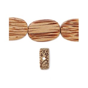16” Strand Waxed Wood beads, Hand-Cut flat Oval wood  W100, Ships USA