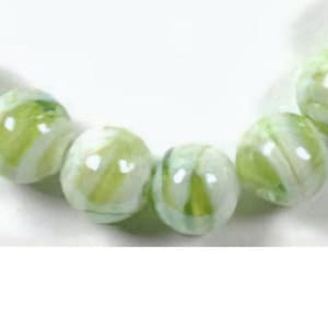 5-Lampwork Runde Glasperlen, 12mm Lampwork Glas, grüne und rosa Blumen glasperlen, Blumenperlen, L159, Ships USA