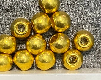 25- GOLD Großes Loch Spacer, Vergoldete Spacer, Gold Leder Schmuck Perlen, Vergoldete runde Perlen, Großloch Spacer, 304 Ships USA