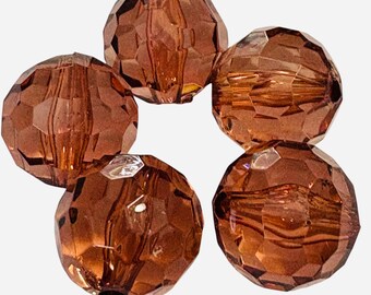 4-Quality Faceted Brown Acrylic beads, Faceted Brown Round Plastic Quality Beads ships USA