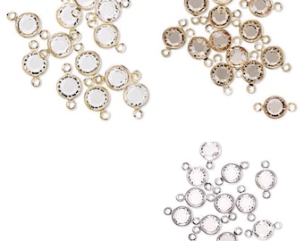 6-Swarovski Crystals Links, Crystals and rhodium plated brass,Austrian Crystal Swarovski Link  Beads, ships from USA