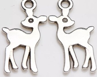 One Charms, Silver Deer charms, animal deer charms, retro animal antique silver, Animal silver charm, silver bracelet charms, SS420 Ships US