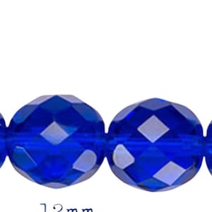 Cobalt Blue Czech Fire Polished Crystal Blue Beads, Blue Crystals, Blue Czech crystal beads, Blue crystal faceted beads, ships Usa