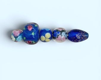 5-Blue Bead Mix, Blue Glass Jewelry Making Kit, Bracelet Combo, unique  (67) Ships USA