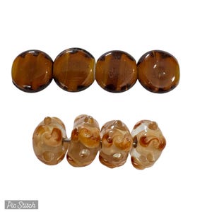 4-Lampwork glass Brown  Rondelle Bumpy beads , 106 Ships USA