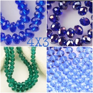 25-4x3  crystal rondelles,Cobalt, AB,peacock Green,Sapphire,Swarovski crystal beads,4x3 Rondelles,  beads,136 ships Usa