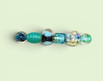 6-Blue Bead Mix, Blue Glass Jewelry Making Kit, Bracelet Combo, unique  (65) Ships USA