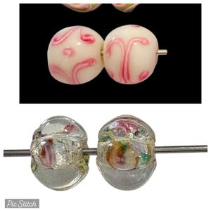 2- Lampwork Rondelle Lime Swirl glaskralen, groene rondelles, witte ronde kralen, groene kralen, uniek, 609 schepen, VS